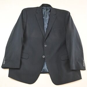 Michael Straham 46R Navy Blue‎ Zip Pocket Travel Mens Blazer Jacket Sport Coat